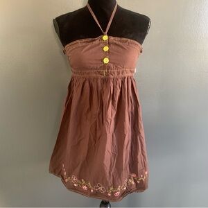 Zoey Girl Brown Top with Green Stitching Y2K vintage